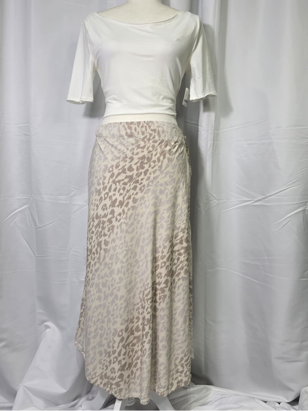 Johnny Was CALME Neutral Leopard Print WRAP Maxi Skirt